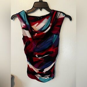 Relativity Red and Blue Abstract Women's PM Blouse